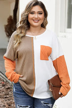Plus Size Color Block Dropped Shoulder Blouse Woman Blouses