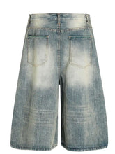 Men's Wash Wide-Leg Denim Shorts Denim Shorts