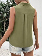 Full Size Johnny Collar Button Up Tank Tanks & Camis