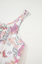 Multicolour Floral Tie Neck Sleeveless Mini Dress Woman Casual Dress