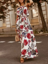 Tropical Floral Halter Neck Summer Dress Woman Casual Dress