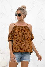 Printed Cold-Shoulder Frill Trim Blouse Woman Blouses