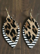 PU Leather Leaf Dangle Earrings Striped Leopard One Size Earrings
