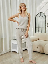 Fuzzy V-Neck Cami and Pants Lounge Set Woman Loungewear Sets