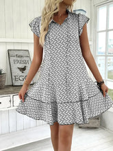 Full Size Ruffled Layered Printed Mini Dress Plus Size Woman Casual Dress