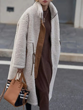 Plus Size Drawstring Zip Up Turtleneck Sherpa Coat Woman Outerwear