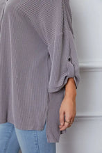 Notched Roll-Tab Sleeve Blouse Woman Blouses