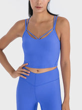 Millennia Double Strap Ribbed Sports Cami Royal Blue Woman Activewear