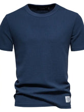 Men's Waffle-Knit Short Sleeve T-Shirt Navy Mens Tops