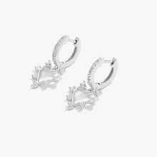 925 Sterling Silver Inlaid Zircon Heart Dangle Earrings Earrings