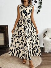 Printed Tie Waist Sleeveless Maxi Dress Woman Maxi Dress