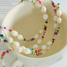 Freshwater Pearl Titanium Steel Bead Necklace Necklaces