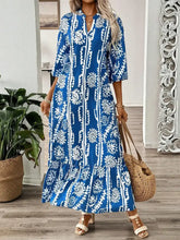 Printed Notched Half Sleeve Maxi Dress Woman Maxi Dress