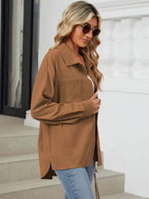 Button Up Dropped Shoulder Long Sleeve Outerwear Woman Outerwear