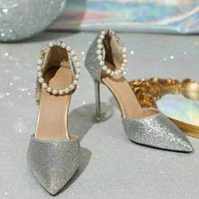 Point Toe Stiletto Pumps Silver woman pumps