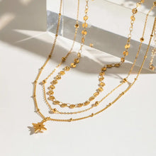 18K Gold-Plated Layered Star Pendant Necklace Fashion Jewelry