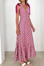 Printed V-Neck Tie Shoulder Midi Cami Dress Casual Dresses