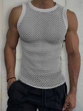 Men's Round Neck Hollow Out Sleeveless Knit Top Mens Tops