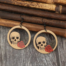 Wooden Cutout Skeleton Earrings Fashion Jewelry