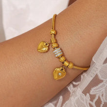 18K Gold-Plated Rhinestone Heart Charm Bracelet Bracelets
