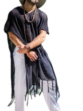 Men's Full Size Fringe V-Neck Half Sleeve Cover Up Plus Size Mens Tops