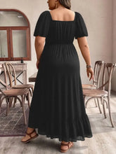Plus Size Ruffled Hem Square Neck Short Sleeve Dress Maxi Dresses