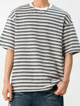 Men's Striped Round Neck Half Sleeve T-Shirt Mens Tops