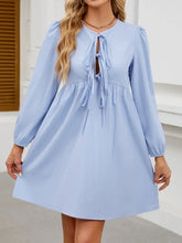 Tie Front Long Sleeve Mini Dress Casual Dresses