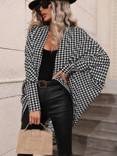 Houndstooth Open Front Batwing Sleeve Cardigan Woman Outerwear