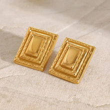 18K Gold-Plated Stainless Steel Square Shape Earrings Earrings