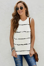 Striped Round Neck Tank White Tanks & Camis