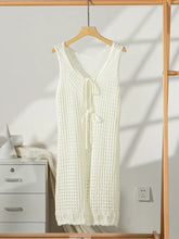 Front Tie Crochet Sleeveless Longline Cardigan Cardigans