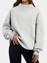 Mock Neck Drop Shoulder Long Sleeve Sweatshirt Woman Sweatshirts