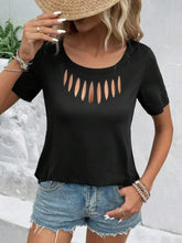 Hollow Out Neckline Short Sleeve T-Shirt Woman T Shirts