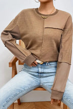 Exposed Seam Round Neck Long Sleeve Sweatshirt Woman Sweatshirts