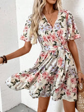 Printed Surplice Short Sleeve Mini Dress Woman Dress
