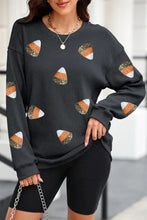 Sequin Round Neck Long Sleeve Sweatshirt Black Woman Sweatshirts
