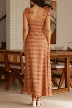 Textured V-Neck Tie Shoulder Dress Woman Maxi Dress