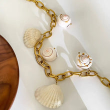 18K Gold-Plated Seashell Chain Link Necklace Fashion Jewelry