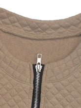 Perfee Plaid Half Zip Long Sleeve Texture Sweatshirt Woman Sweatshirts