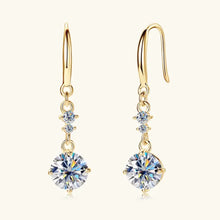 2 Carat Moissanite 925 Sterling Silver Earrings Gold One Size Earrings
