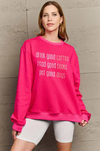 Simply Love Full Size Letter Graphic Round Neck Sweatshirt Hot Pink Woman Sweatshirts