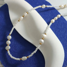 Titanium Steel Glass Bead Pearl Necklace Necklaces