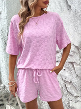 Flower Round Neck Top and Shorts Lounge Set Pink Woman Loungewear Sets