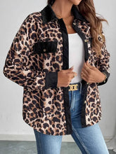 Leopard Collared Neck Button Up Shacket Woman Outerwear