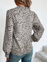 Notched Neck Flounce Sleeve Blouse Woman Blouses