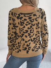 Leopard Buttoned Square Neck Sweater Sweater Pullovers