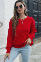 Round Neck Long Sleeve Sweater Deep Red Sweater Pullovers