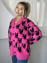 Pearl Trim V-Neck Button Up Cardigan Woman Outerwear