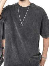 Men's Round Neck Short Sleeve T-Shirt Washed Black Mens Tops